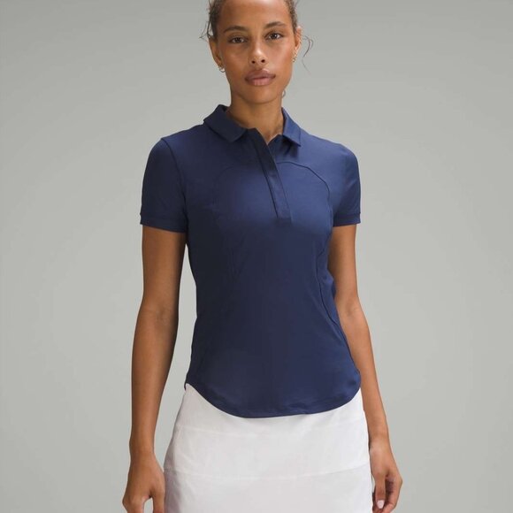 lululemon athletica Tops - Lululemon Night Sea Quick-Dry Short Sleeve Polo Short Sleeve Shirt Womens Sz 10